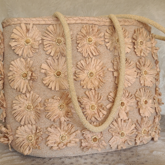 Cavalcanti Handbags - Elegant Floral Beige Shoulder Bag